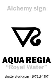 Alchemy Alphabet: AQUA REGIA ("Royal water","Regal water"), Aqua Regis, A.R. «царская водка» (can dissolve noble metals). Nitrohydrochloric Acid (mixture of Nitric and Hydrochloric acids)=[HNO₃•3HCl].