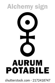 Aurum Potabile (Latein: "TrinkGold") — Zaubertrunk, Hexentank. Alchemisches Zeichen, mittelalterliches Symbol.