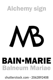 Alchemy Alphabet: BAIN-MARIE ⁄ BATH of MARY (Balneum Mariae, M.B.) — bain-marie, bain de Marie (bath invented by Mary The Jewess a.k.a. Mary The Prophetess), Water bath, double boiler, heated bath.