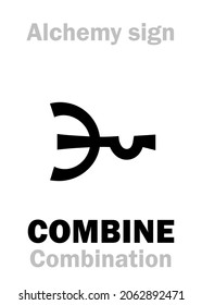 Alchemy Alphabet: to COMBINE with… (COMBINATION, COMPOSITION) — alchemical process. Also: to Add (Addition). Alchemical sign, Medieval symbol.