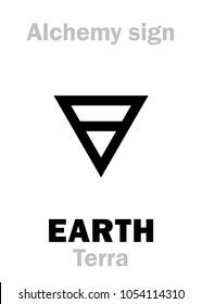 Alchemy Alphabet: EARTH (Terra, Terra firma), one of primary elements, state: Solid. 
Medieval alchemical sign (mystic hieroglyphic symbol).