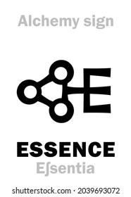 Alchemy Alphabet: ESSENCE (Essentia "gist, core, heart, being, content, substance"), Absolute, Extract, Concrete, Spirit, Essential oils — feature that make object⁄substance what it fundamentally is…