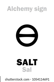 Alchemy Alphabet: SALT (Sal / Sal terrae, Sal maris, Sal commune), one of three primes; also: rock salt, sea salt, regular salt. Chemical formula=[NaCl]. 
Medieval alchemical sign (mystic symbol).