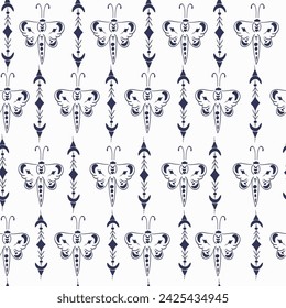 Alchemy boho style monochrome seamless pattern 