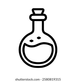 Alchemy bottle mystic elixir line art isolated vector