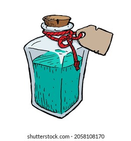 Alchimie-Flasche, Vektorgrafik einzeln auf weißem Hintergrund