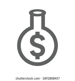 Alchemy, chemical glass retort icon. Gray color vector