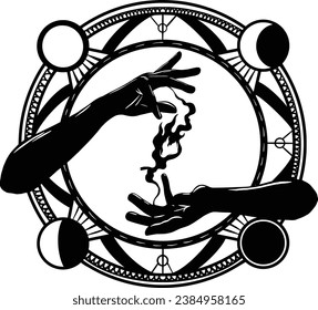 alchemy circle, magic circle, hand drawn illustration