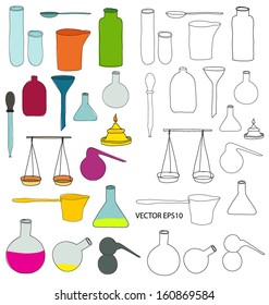 Alchemy doodle drawing equipment vector