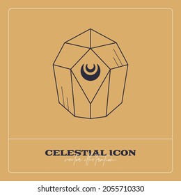 Alchemy esoteric mystical magic celestial talisman line icon. Spiritual occultism object. Liine geometric badge.