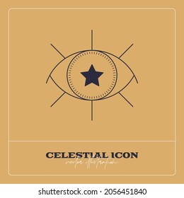 Icono de la línea de talismán celestial mágico esotérico de alquimia. Objeto de ocultismo espiritual. Insignia geométrica de la línea.