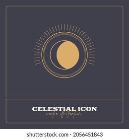 Alchemy esoteric mystical magic celestial talisman line icon. Spiritual occultism object. Liine geometric badge.