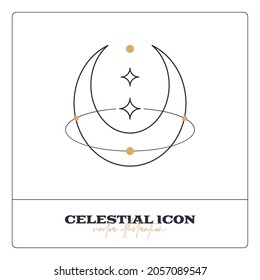 Alchemy esoteric mystical magic celestial talisman line icon. Spiritual occultism object. Liine geometric badge.