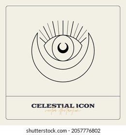Alchemy esoteric mystical magic celestial talisman line icon. Spiritual occultism object. Liine geometric badge.