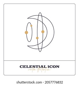 Alchemy esoteric mystical magic celestial talisman line icon. Spiritual occultism object. Liine geometric badge.