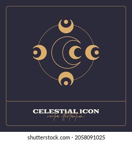 Alchemy esoteric mystical magic celestial talisman line icon. Spiritual occultism object. Liine geometric badge.