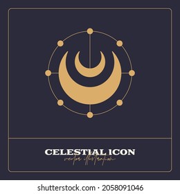 Alchemy esoteric mystical magic celestial talisman line icon. Spiritual occultism object. Liine geometric badge.