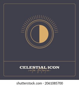 Alchemy esoteric mystical magic celestial talisman line icon. Spiritual occultism object. Liine geometric badge.
