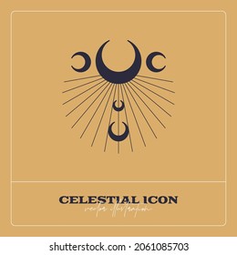 Alchemy esoteric mystical magic celestial talisman line icon. Spiritual occultism object. Liine geometric badge.