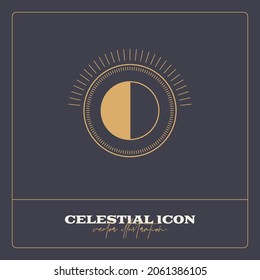 Alchemy esoteric mystical magic celestial talisman line icon. Spiritual occultism object. Liine geometric badge.
