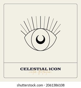 Icono de la línea de talismán celestial mágico esotérico de alquimia. Objeto de ocultismo espiritual. Insignia geométrica de la línea.