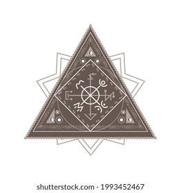 Symbol für die Alchemy-Geometrie, mystisches Dreieck auf weißem Hintergrund