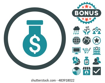 Alchemy icon with bonus images. Vector illustration style is flat iconic bicolor symbols, soft blue colors, white background.