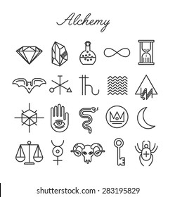 Alchemy Icon Set. vector Illustration