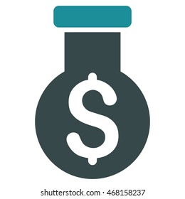 Alchemy icon. Vector style is bicolor flat iconic symbol with rounded angles, soft blue colors, white background.
