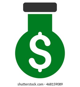 Alchemy icon. Vector style is bicolor flat iconic symbol with rounded angles, green and gray colors, white background.