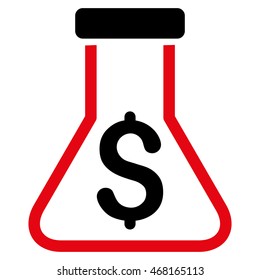 Alchemy icon. Vector style is bicolor flat iconic symbol with rounded angles, intensive red and black colors, white background.