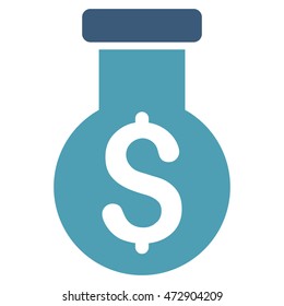 Alchemy icon. Vector style is bicolor flat iconic symbol with rounded angles, cyan and blue colors, white background.