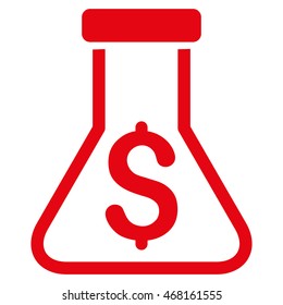 Alchemy icon. Vector style is flat iconic symbol with rounded angles, red color, white background.