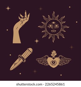 Alchimicons auf braunem Hintergrund-Poster