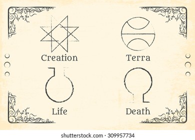 alchemy magic symbol, illustration in vector format