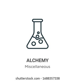 Alchemy outline vector icon. Thin line black alchemy icon, flat vector simple element illustration from editable miscellaneous concept isolated stroke on white background