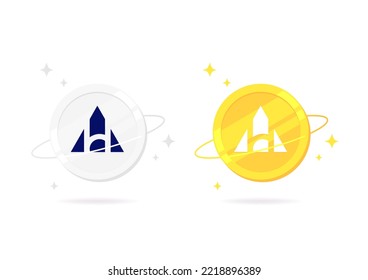 Alchemy Pay (ACH) coin flat icon isolated on white background.