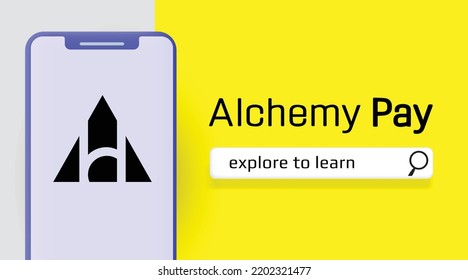 Alchemy Pay ACH Crypto currency banner and background vector illustration. 