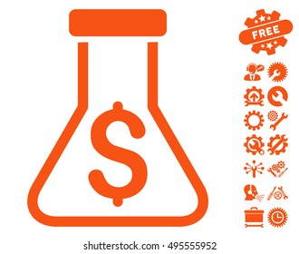 Alchemy pictograph with bonus tools images. Vector illustration style is flat iconic symbols, orange color, white background.