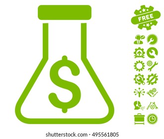 Alchemy pictograph with bonus tools images. Vector illustration style is flat iconic symbols, eco green color, white background.