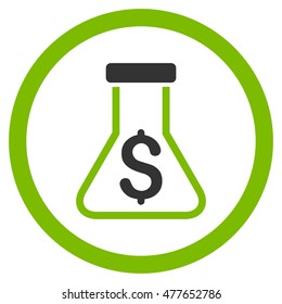 Alchemy rounded icon. Vector illustration style is flat iconic bicolor symbol, eco green and gray colors, white background.