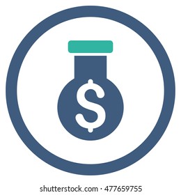 Alchemy rounded icon. Vector illustration style is flat iconic bicolor symbol, cobalt and cyan colors, white background.