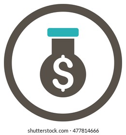 Alchemy rounded icon. Vector illustration style is flat iconic bicolor symbol, grey and cyan colors, white background.