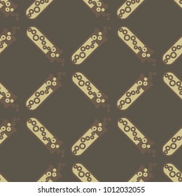 Alchemy seamless pattern background with bottles. Backdrop with cute laboratory bottles. Cartoon chemistry illustration. Magic liquid.