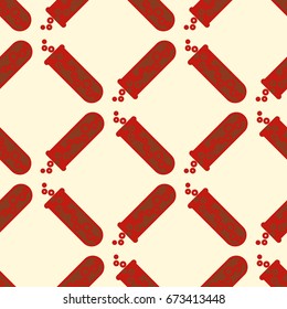 Alchemy seamless pattern background with bottles. Backdrop with cute laboratory bottles. Cartoon chemistry illustration. Magic liquid.