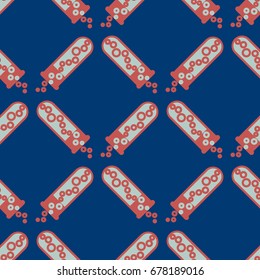 Alchemy seamless pattern background with bottles. Backdrop with cute laboratory bottles. Cartoon chemistry illustration. Magic liquid.