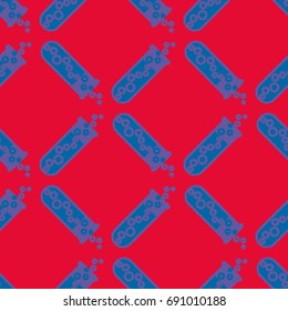 Alchemy seamless pattern background with bottles. Backdrop with cute laboratory bottles. Cartoon chemistry illustration. Magic liquid.