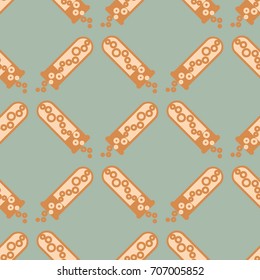 Alchemy seamless pattern background with bottles. Backdrop with cute laboratory bottles. Cartoon chemistry illustration. Magic liquid.