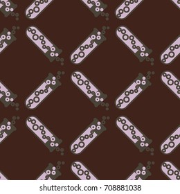 Alchemy seamless pattern background with bottles. Backdrop with cute laboratory bottles. Cartoon chemistry illustration. Magic liquid.