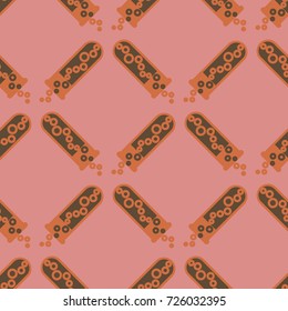 Alchemy seamless pattern background with bottles. Backdrop with cute laboratory bottles. Cartoon chemistry illustration. Magic liquid.